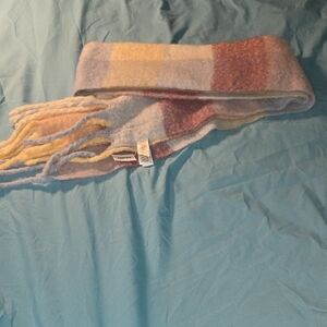 Old Navy Pastel Plaid Fringe Scarf in Yellow, Blue, Pink